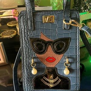 Stylish Blue Croc-Embossed Women's Bag